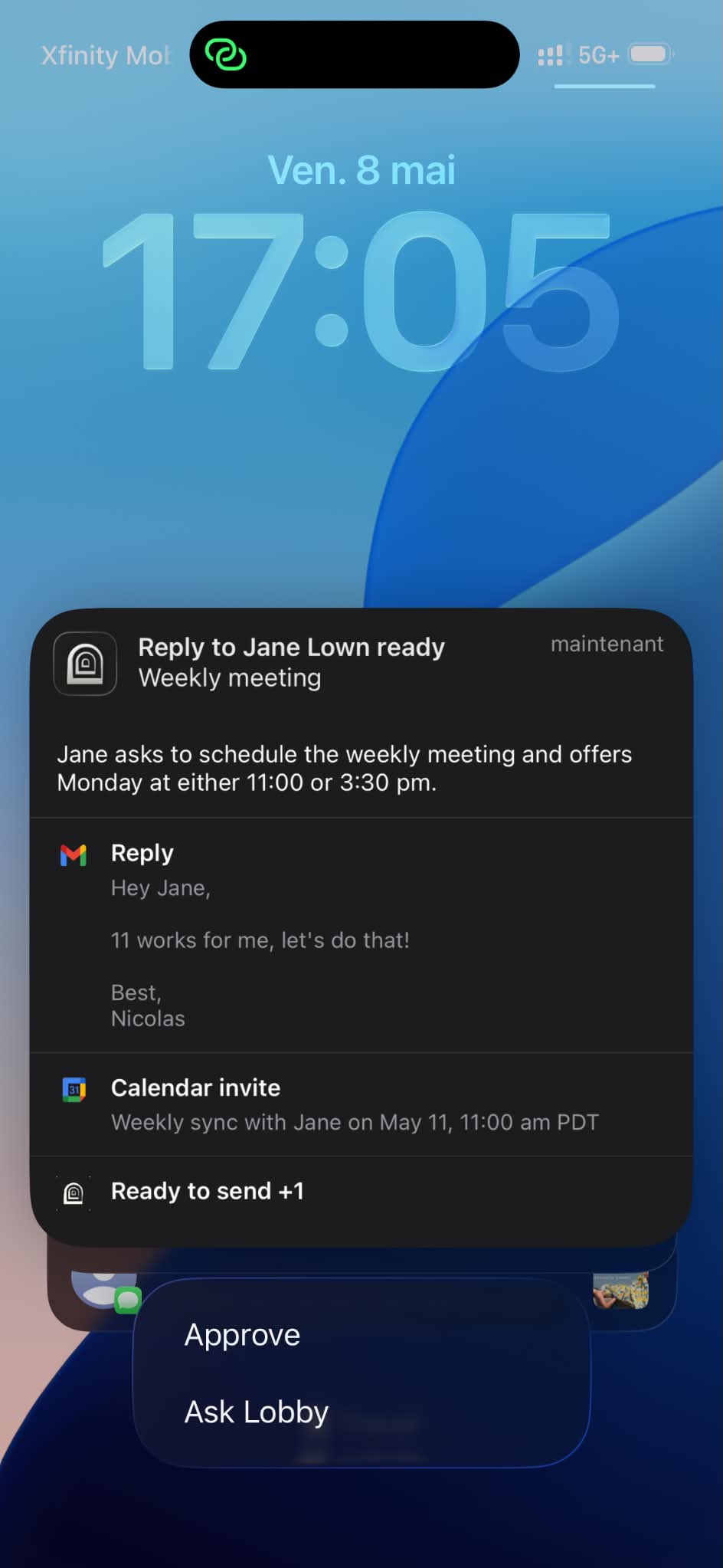 Lobby mobile app notification